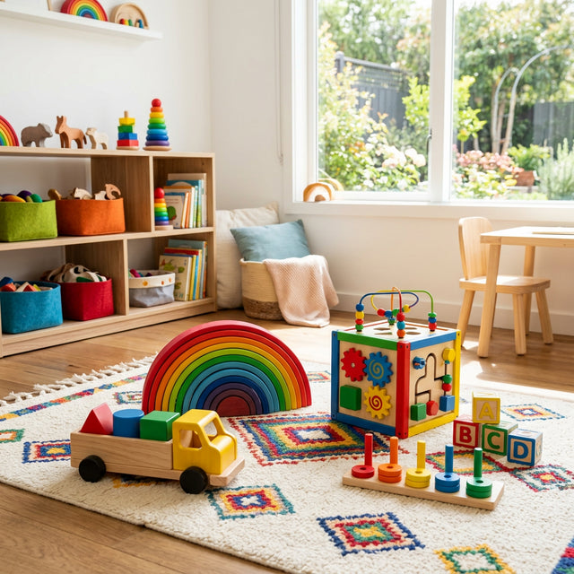 Kids playing with colorful toys